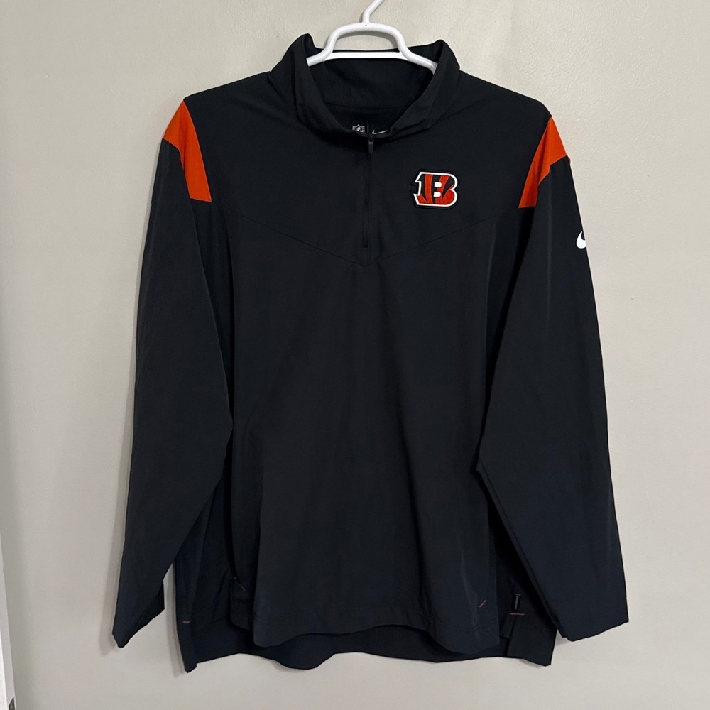 Nike Mens 3XL Cincinnati Bengals Black 1/4 Zip Windbreaker Pullover Jacket NFL - Picture 2 of 8